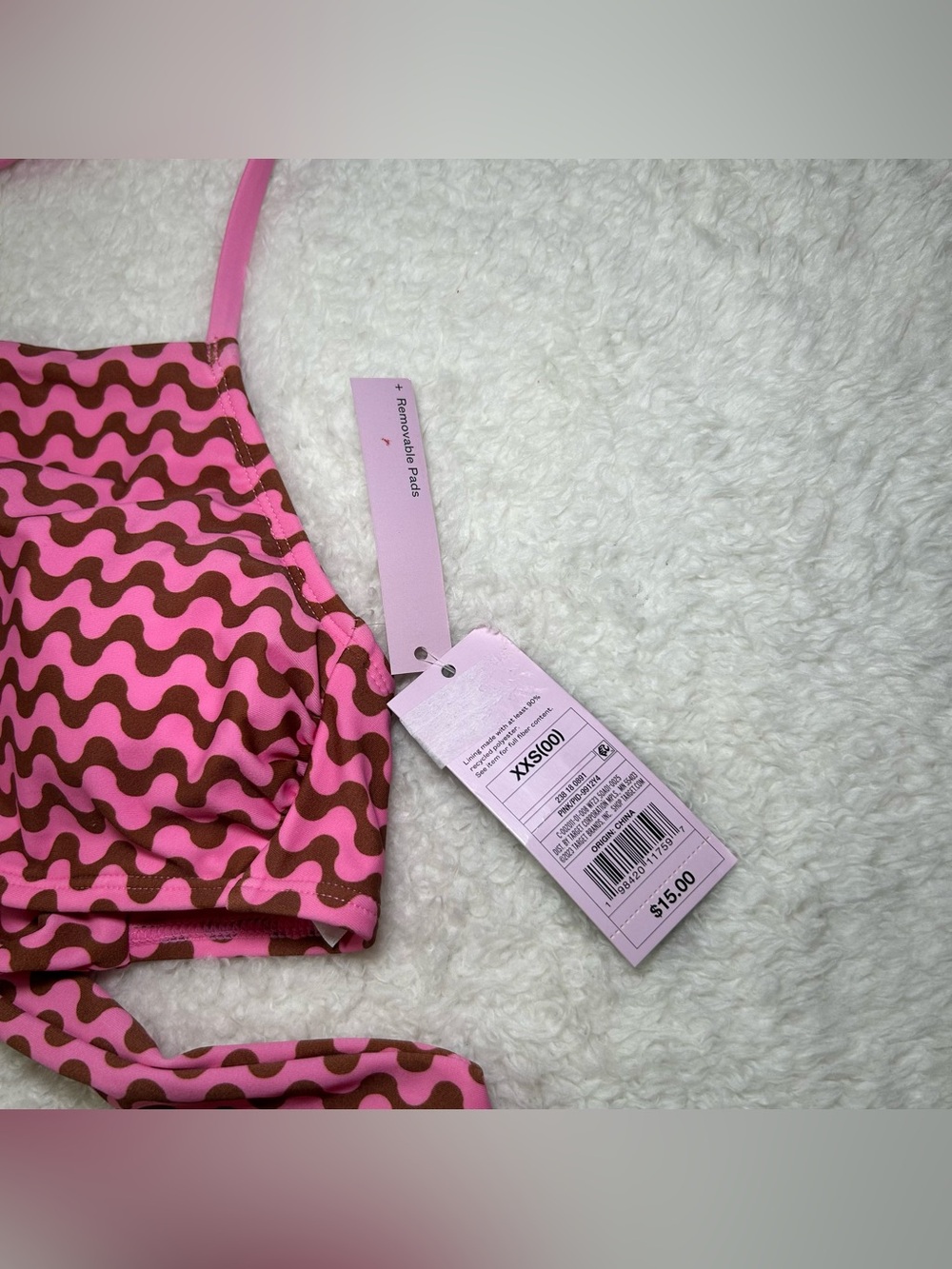 Wild Fable Women’s Halter Bikini Top XXS NEW Pink & Brown Wavy Pattern - Picture 3 of 4